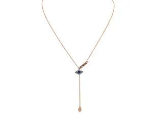 Rose Gold Plated Silver Hamsa and Eye Lariat Neckl