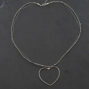 Simple Open Heart Necklace SILVER