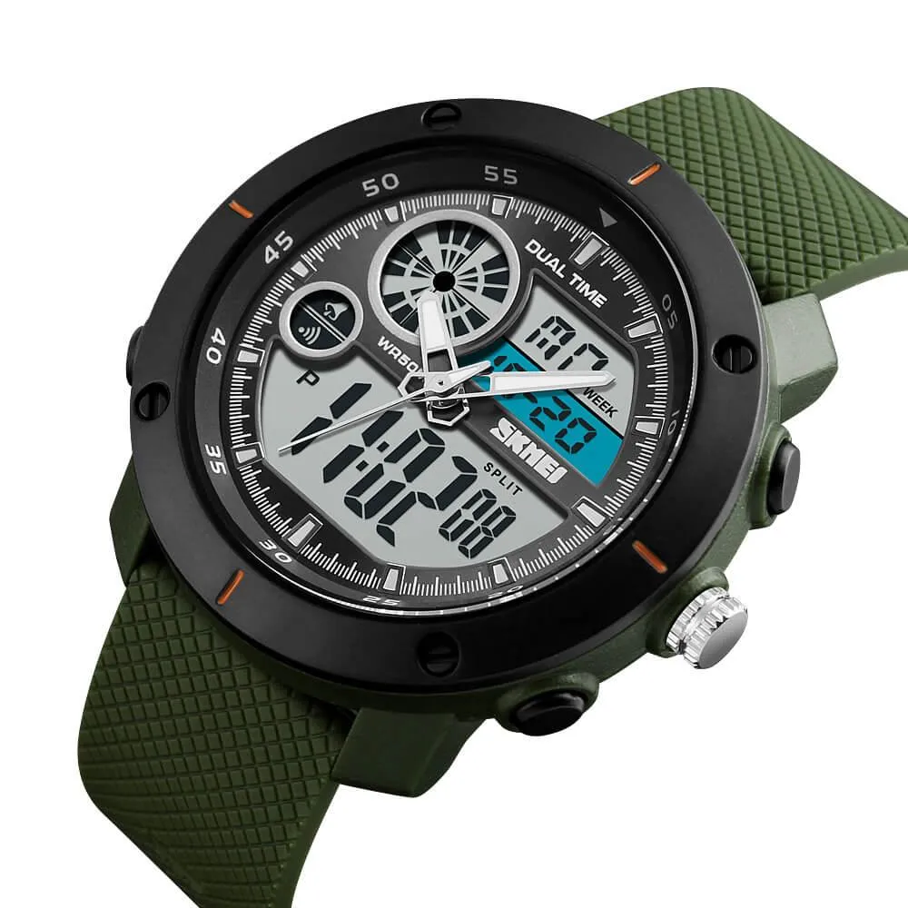 Skmei 1361 Original Analog Digital Big Dial Sport watch for Men Green