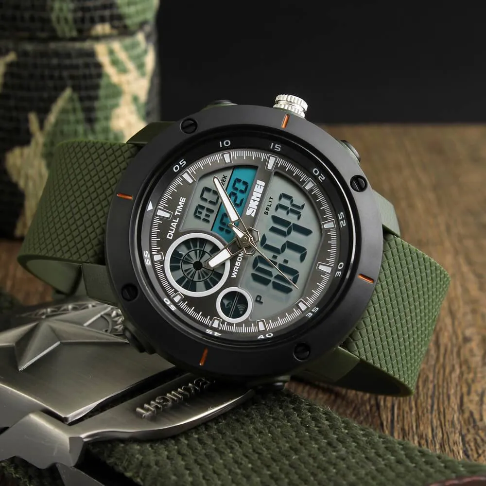 Skmei 1361 Original Analog Digital Big Dial Sport watch for Men Green