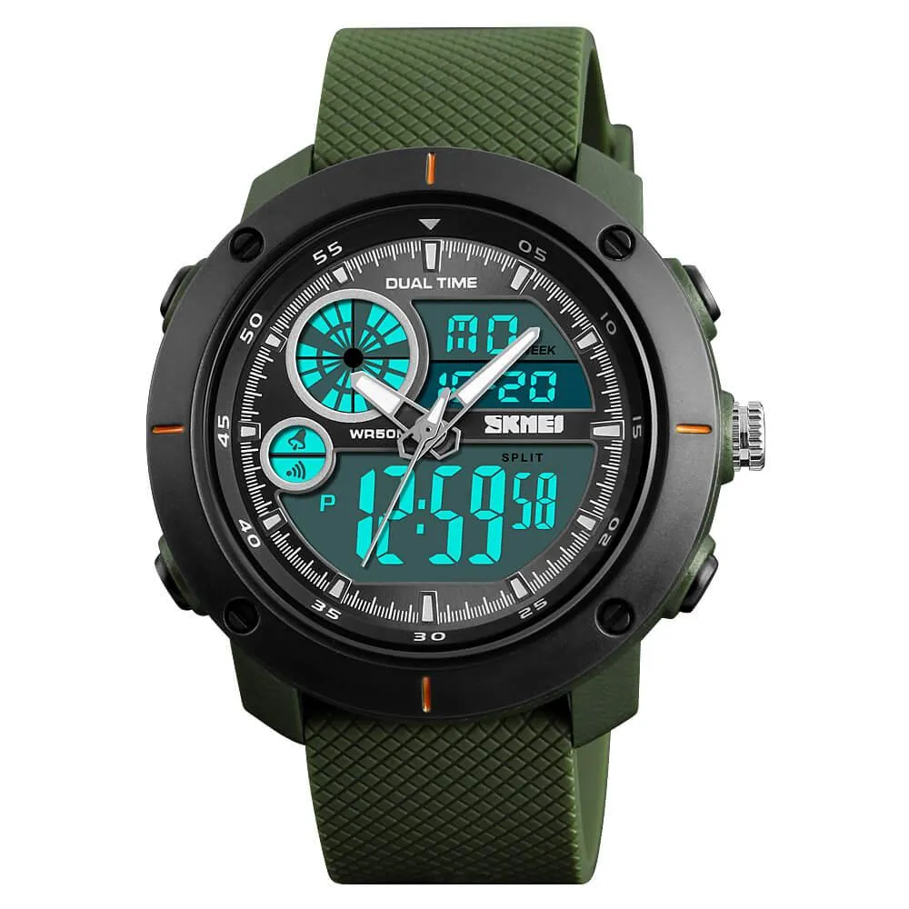 Skmei 1361 Original Analog Digital Big Dial Sport watch for Men Green