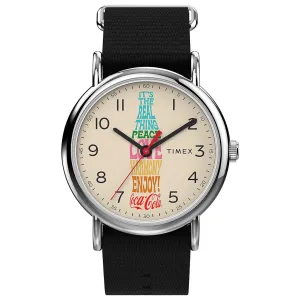 Timex Unisex White Dial Black Band Analog Quartz Watch - TW2V29800