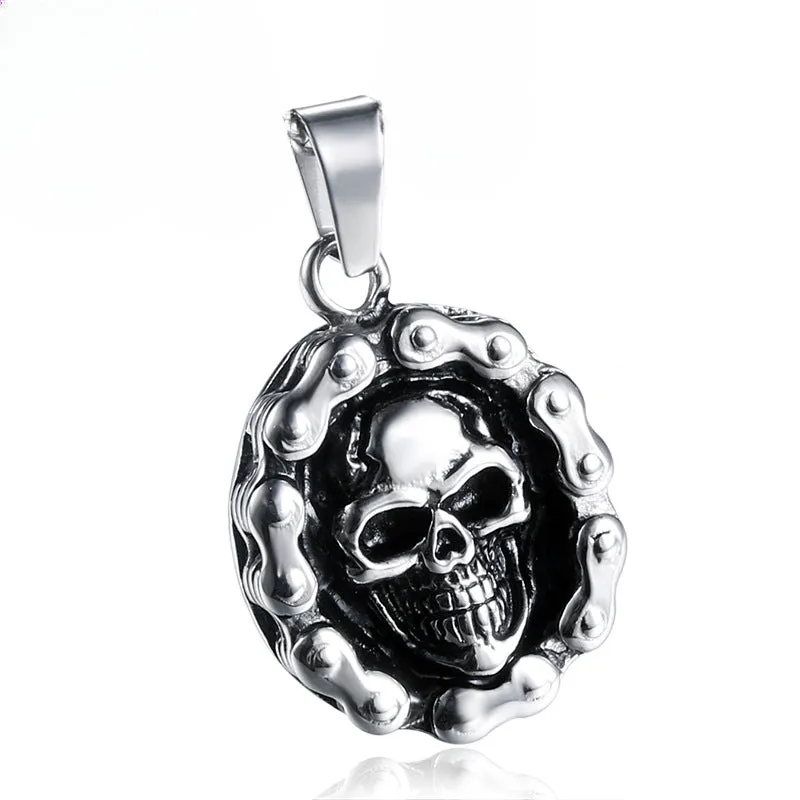 Titanium Steel Skull Pendant with Chain - Personalized Punk Jewelry for Men