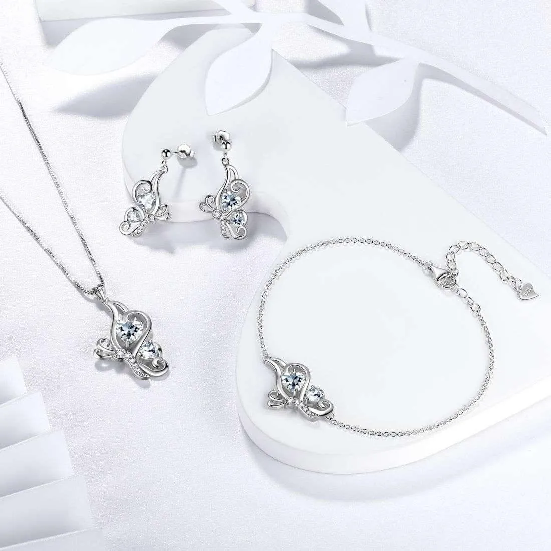 Tokyo Mart Butterfly Birthstone April Diamond Earrings Women Girls Jewelry Birthday Gift Sterling Silver