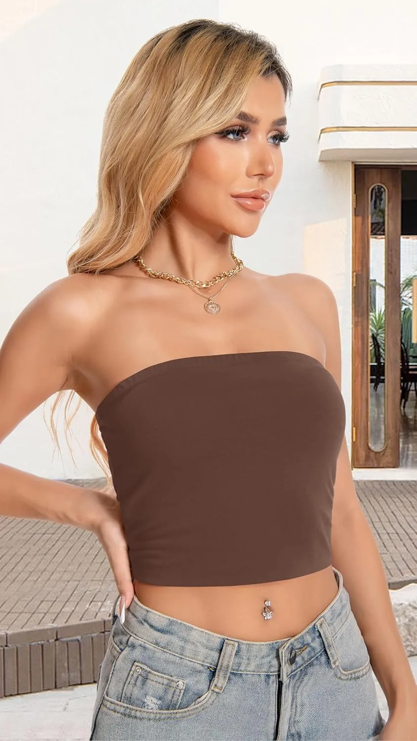 Tube Top for Women Strapless Slim Fit Crop Tops Y2K Going Out Bandeau Shirts Summer Outfits