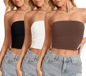 Tube Top for Women Strapless Slim Fit Crop Tops Y2K Going Out Bandeau Shirts Summer Outfits
