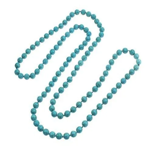 Turquoise Gemstone Beaded 10mm Necklace For Women