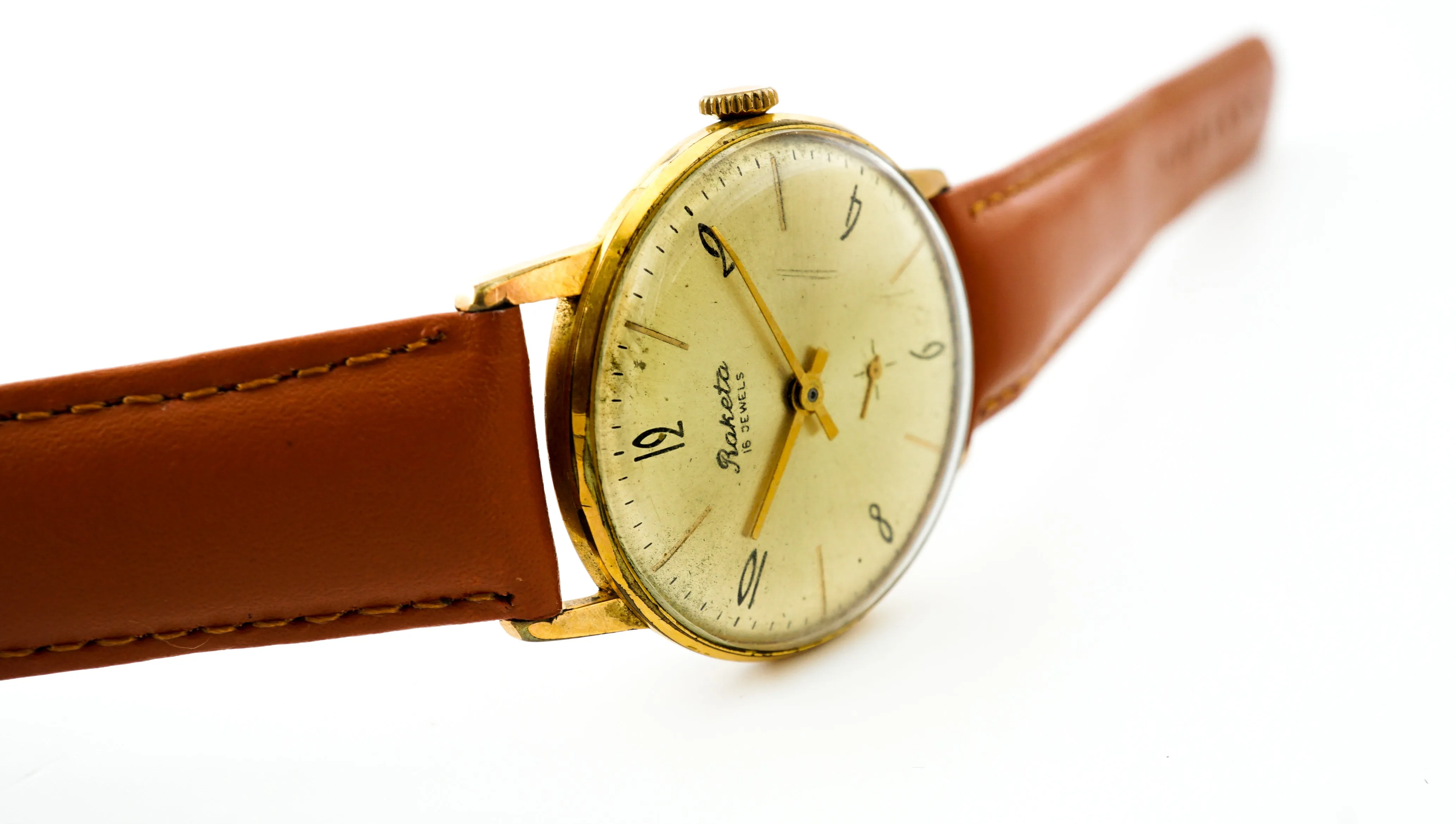 Vintage mechanical Raketa 2603 16 jewels soviet wristwatch Gold plated