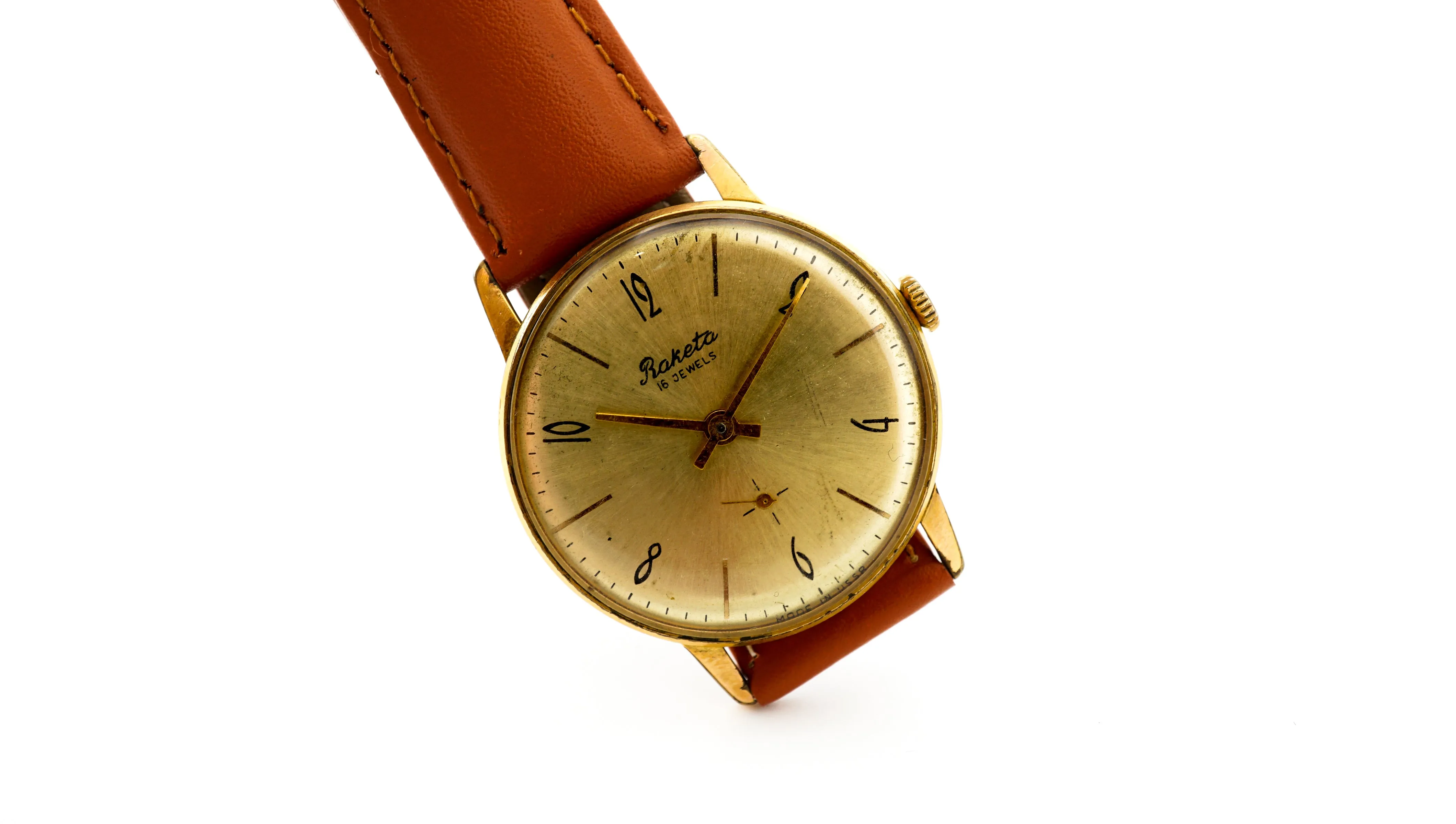 Vintage mechanical Raketa 2603 16 jewels soviet wristwatch Gold plated