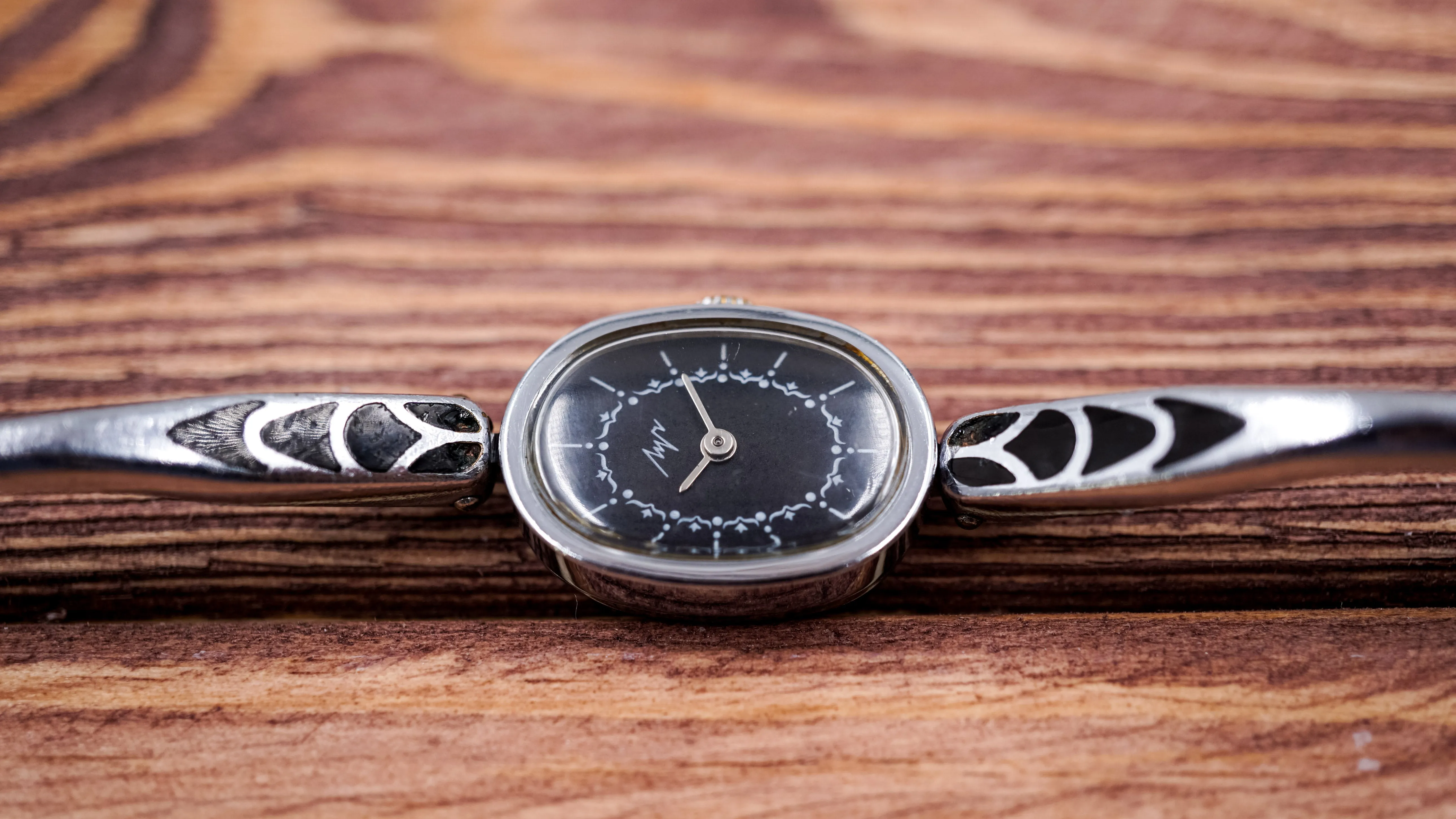 Vintage Soviet womens mechanical watch Luch 1801.1 K1 black dial