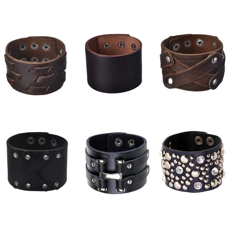 Vintage Wide Cuff Mens Bracelets Punk Hip Hop Wristbands