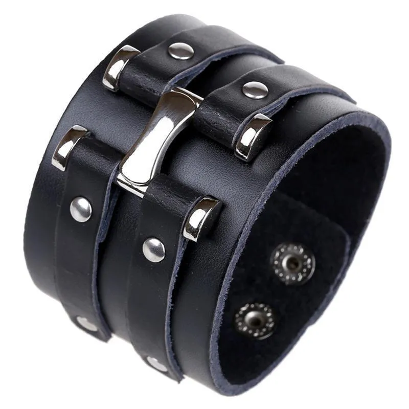 Vintage Wide Cuff Mens Bracelets Punk Hip Hop Wristbands