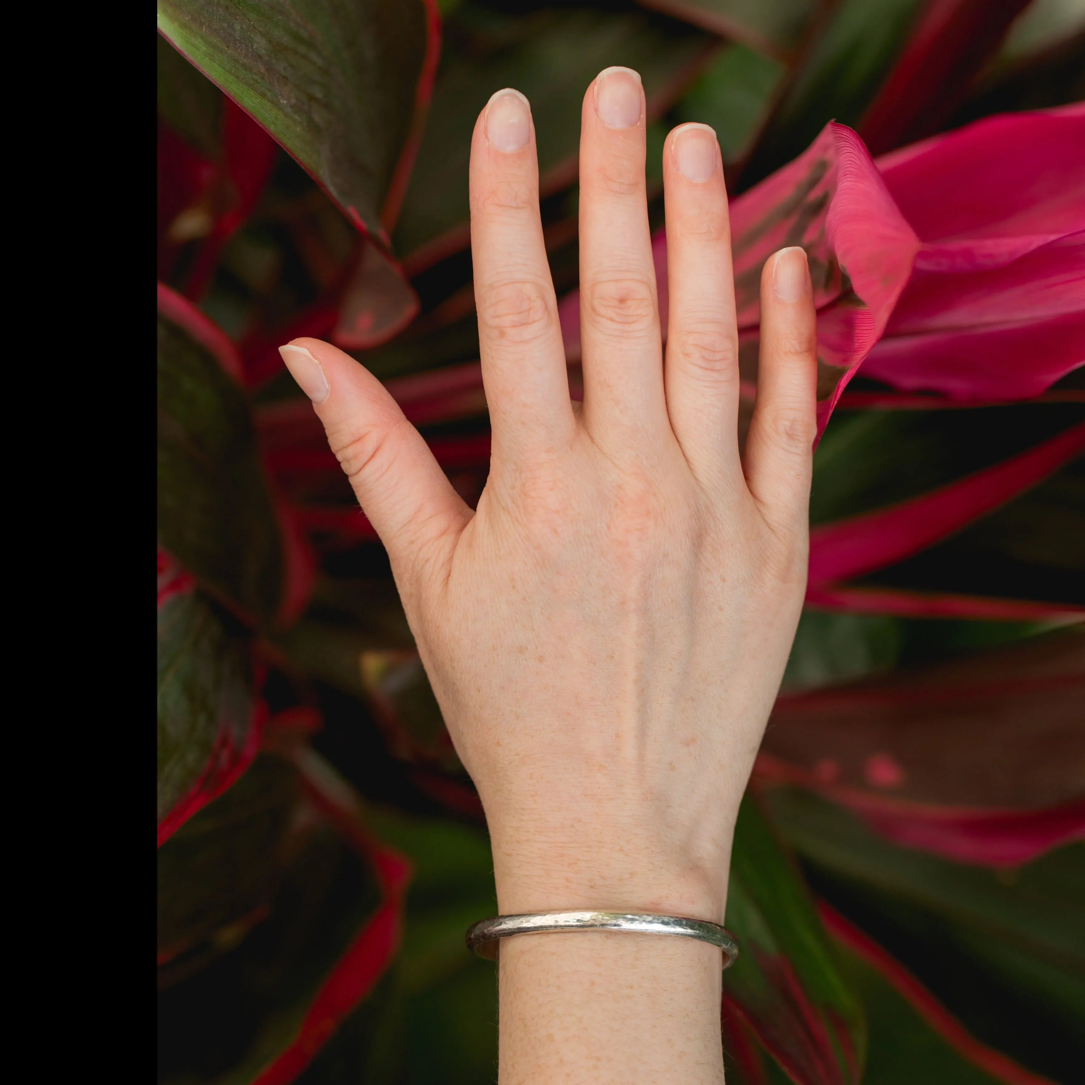 Wanderlust Hammered Sterling Silver Bangle Cuff Bracelet