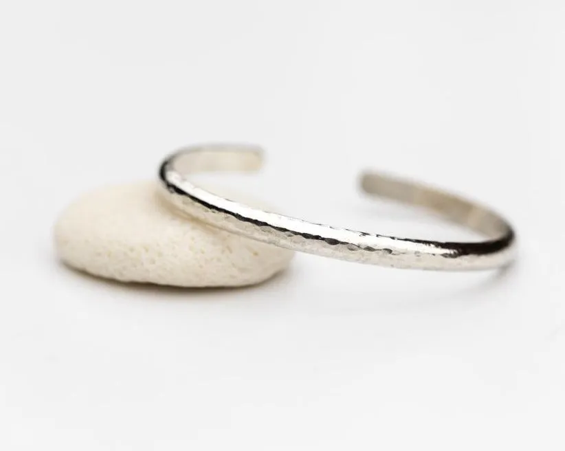 Wanderlust Hammered Sterling Silver Bangle Cuff Bracelet
