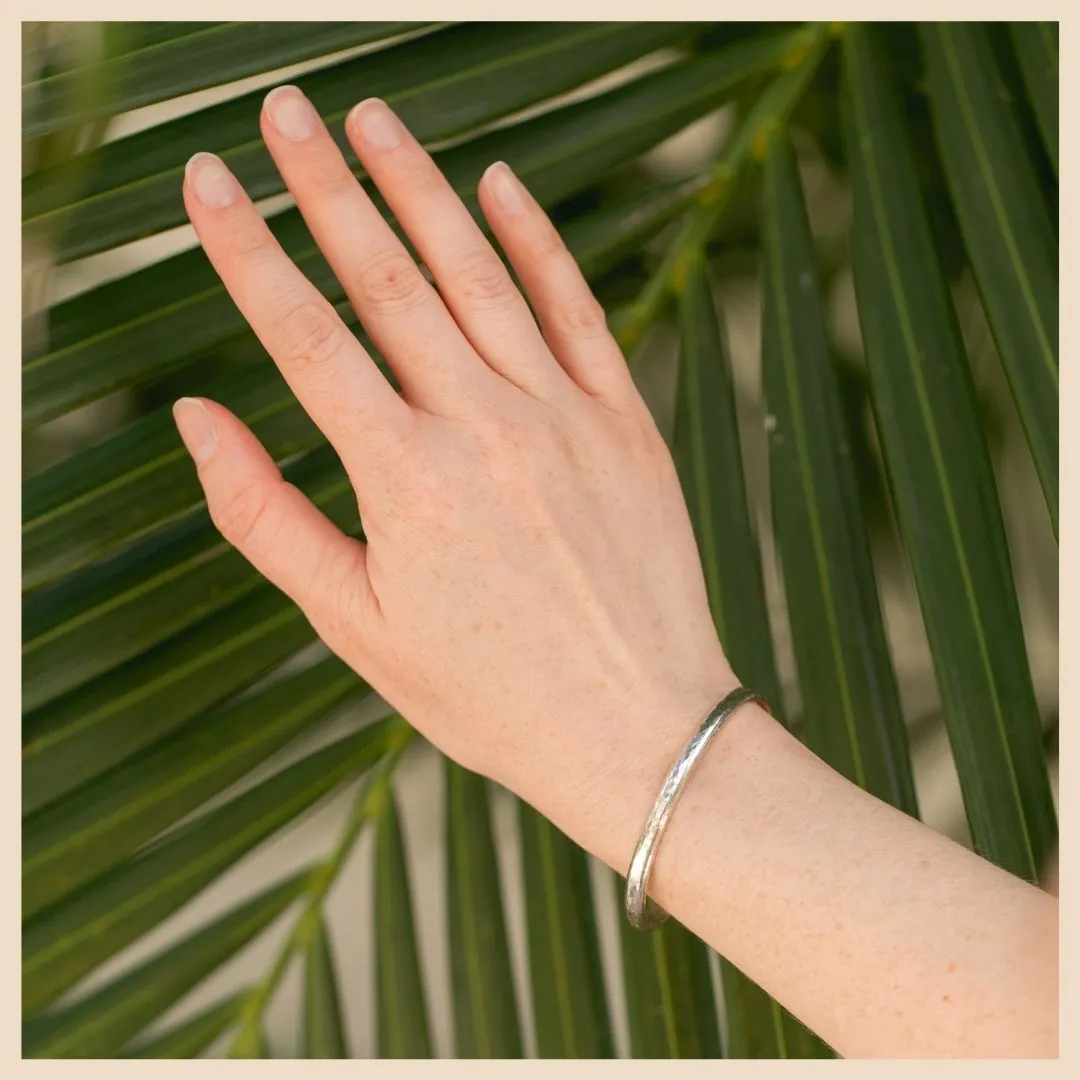 Wanderlust Hammered Sterling Silver Bangle Cuff Bracelet