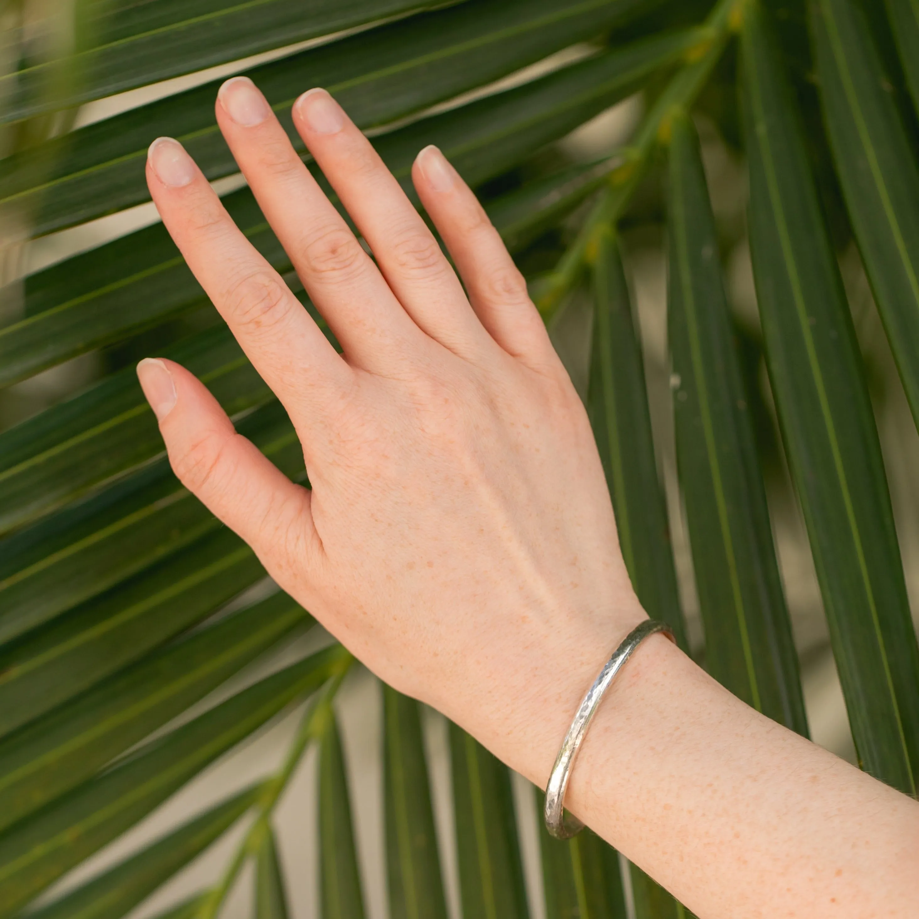 Wanderlust Hammered Sterling Silver Bangle Cuff Bracelet