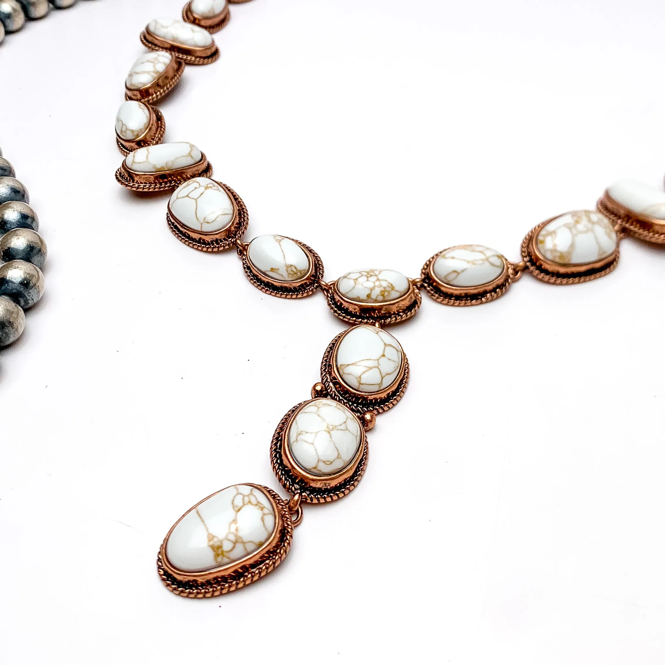 Western Stone Lariat Necklace With Ivory Stones