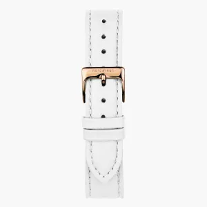 White Leather Watch Strap - Rose Gold - 36mm