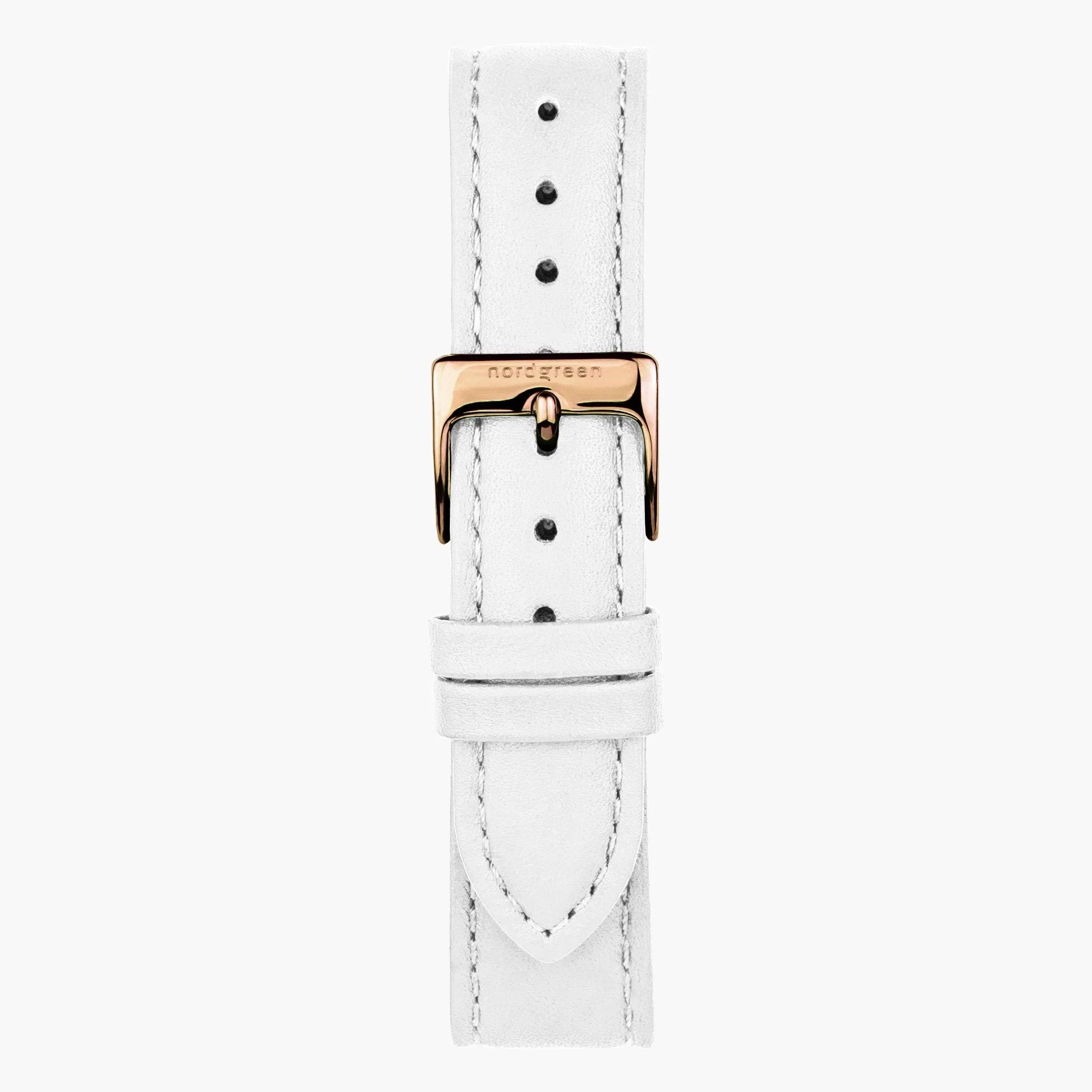 White Leather Watch Strap - Rose Gold - 36mm
