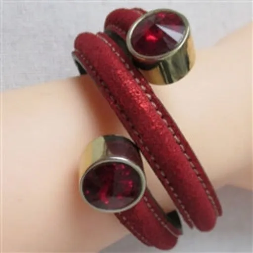 Women Double Leather Bangle Bracelet